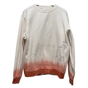 Basketcase Gallery Elysium Doodle Crewneck White Pink Sweatshirt Size Large